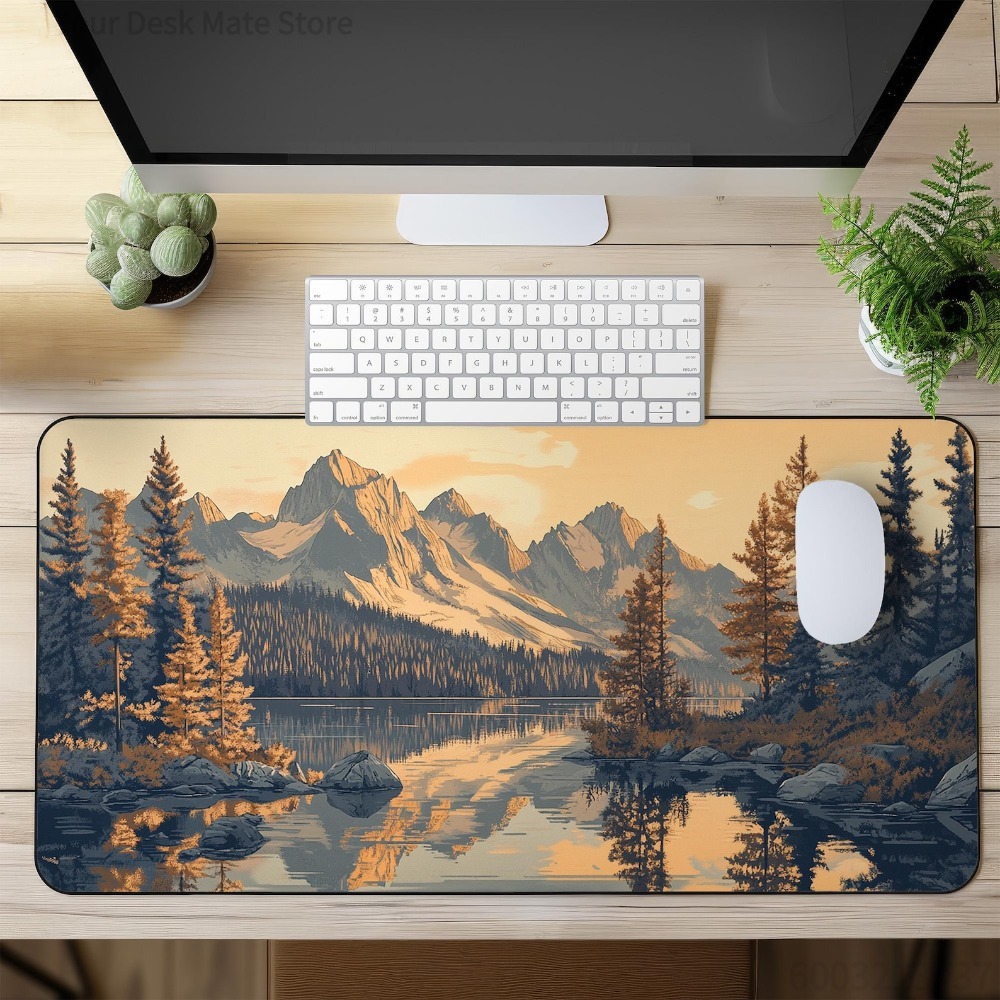 Retro Gaming Xl - Retro-Kunst Berglandschaft Schreibtischunterlage Großes Mauspad mit