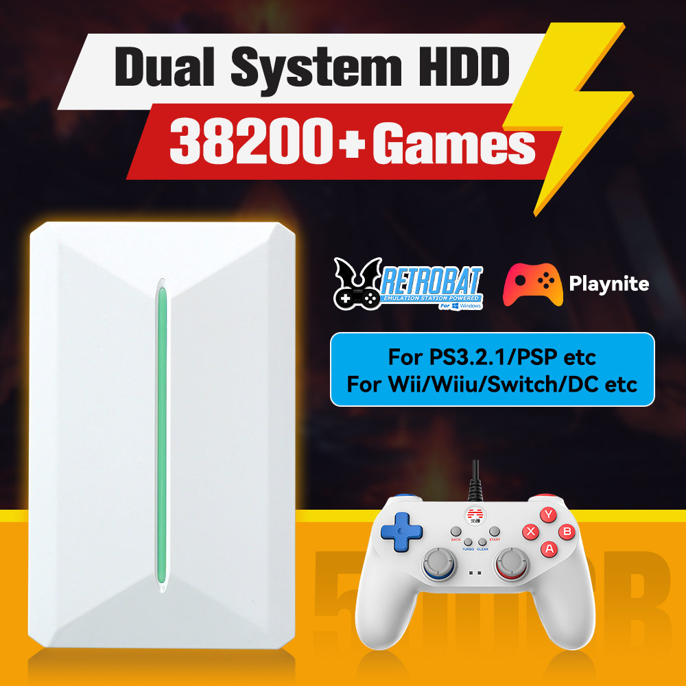 Retro Gaming On - Retrobat&Playnite System HDD Retro-Spielekonsole für PS3/PS2/WIIU/WII/Switch/MAME