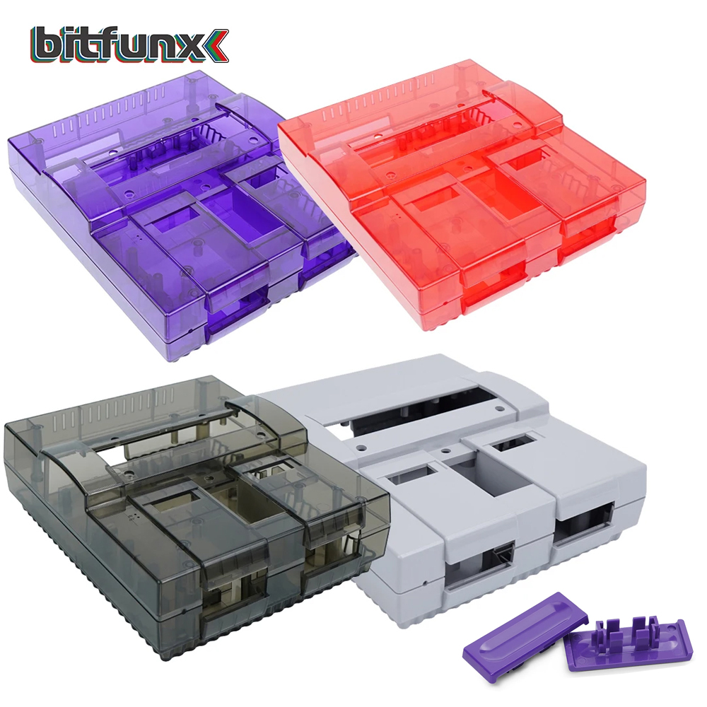 Retro Gaming Case - Bitfunx SNES Ersatzschale, transparente Hülle für