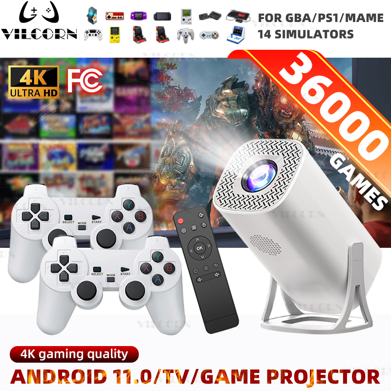 Retro Gaming Projector - Mini-Projektor Videospielkonsole 36000 Spiele mit Android