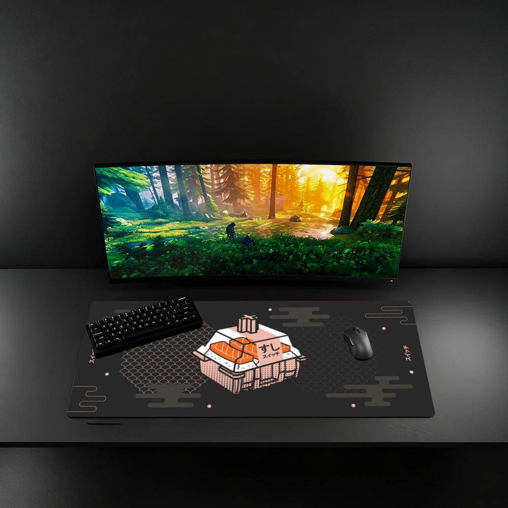 Retro Gaming Xl - Große XL-Schreibtischunterlage Japanisches Lachs-Sushi-Mauspad Rutschfeste Gummi-Gaming-Matte