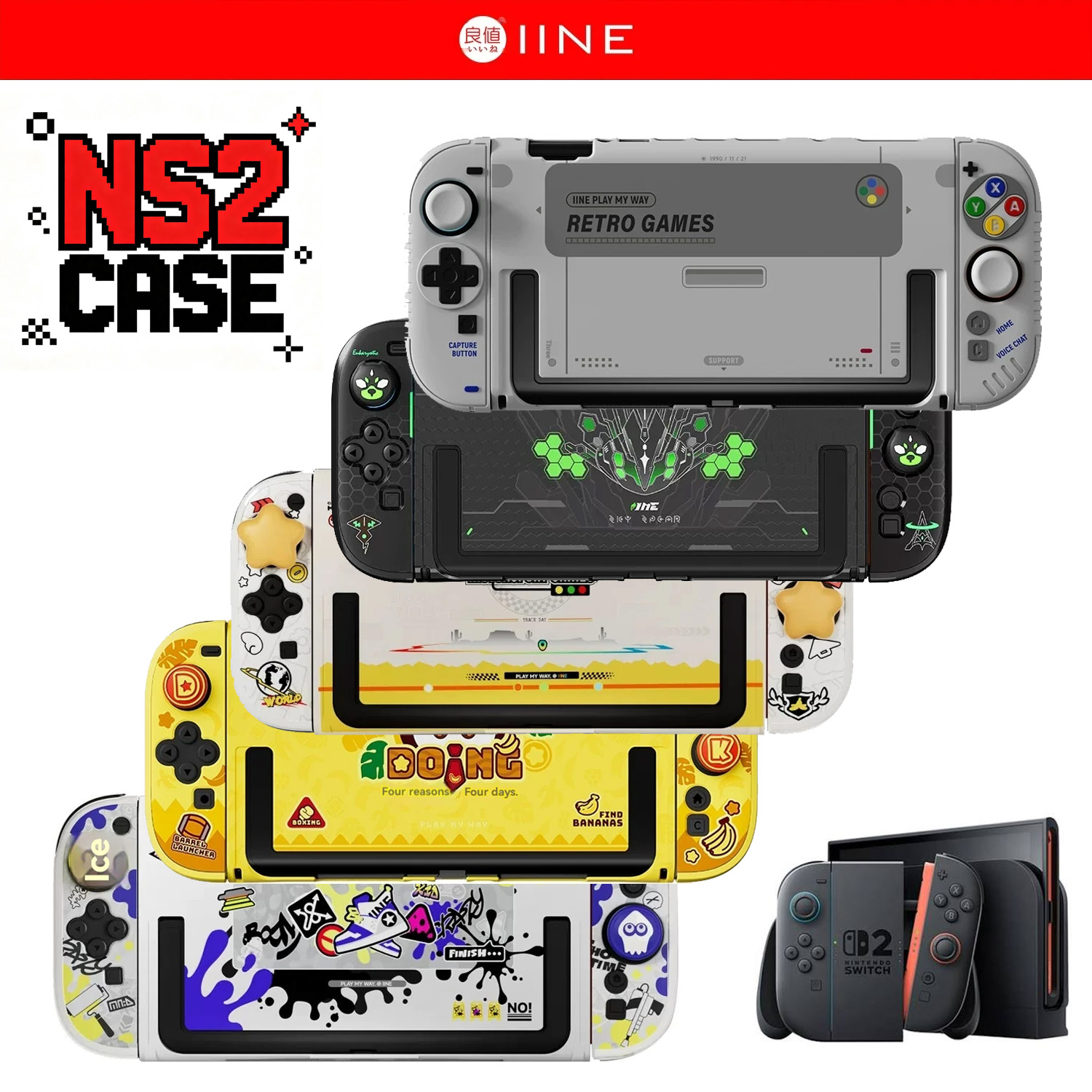 Retro Gaming Case - IINE Retro Case Switch 2 Schutzhülle